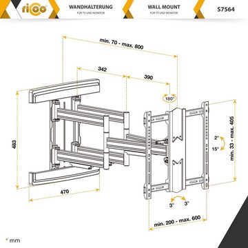 RICOO S7564-W TV-Wandhalterung, (bis 110 Zoll, schwenkbar neigbar ausziehbar Fernseher Halter universal VESA 600x400)