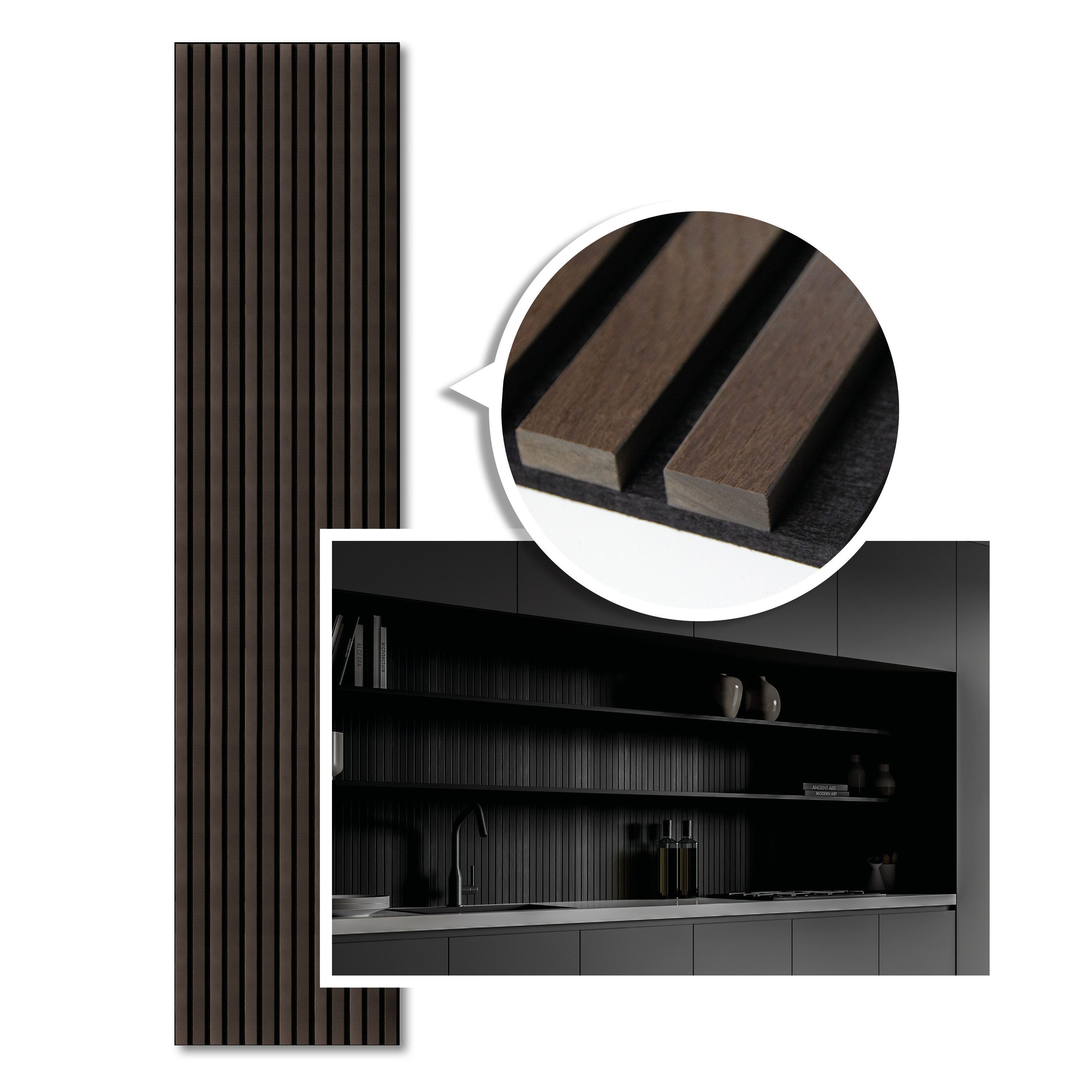 Kaiser plastic Wandpaneel Holz Akustikpaneele - Wandverkleidung, Lamellenwand, (1-tlg) in verschiedenen Größen, 3D Wandverkleidung, Schalldämmung