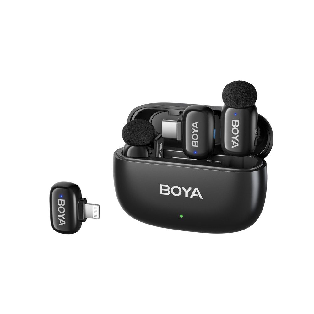 BOYA Mikrofon Mini Ansteckmikrofon (Spar-Set, 1-tlg), Nur ca. 5 g, KI-Rauschunterdrückung, Funk 100 m