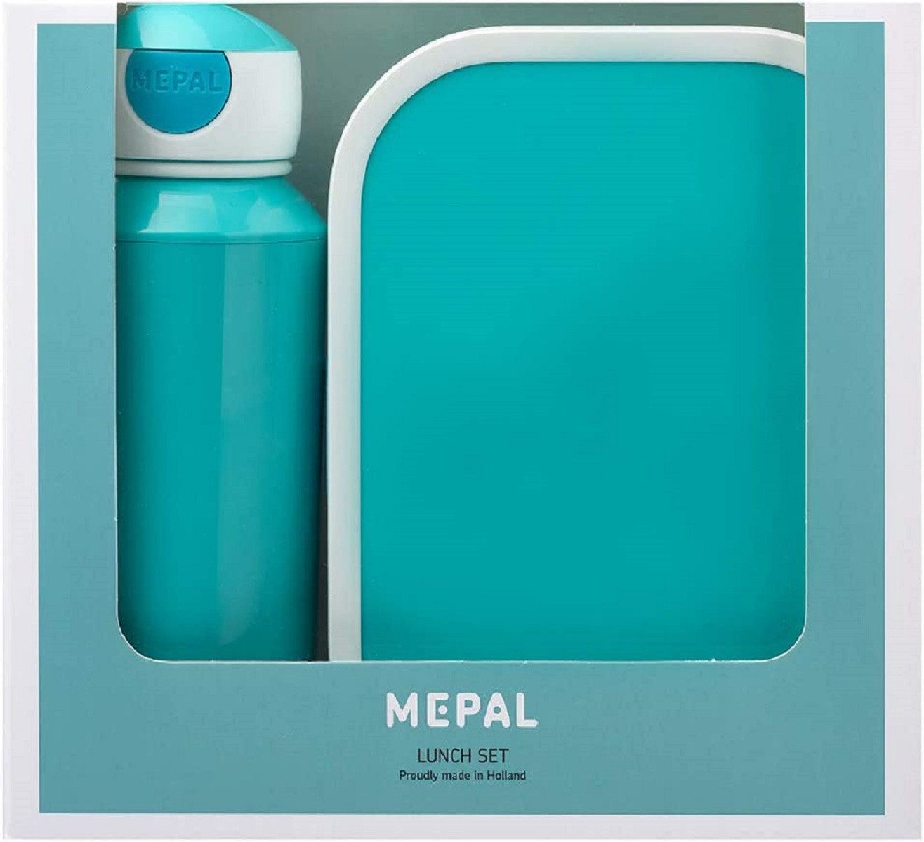 Mepal Lunchbox Pausenset Campus Türkis: Trinkflasche 400 ml & Brotdose mit Einsatz, Ideal für Schule, Freizeit, spülmaschinenfest, ABS