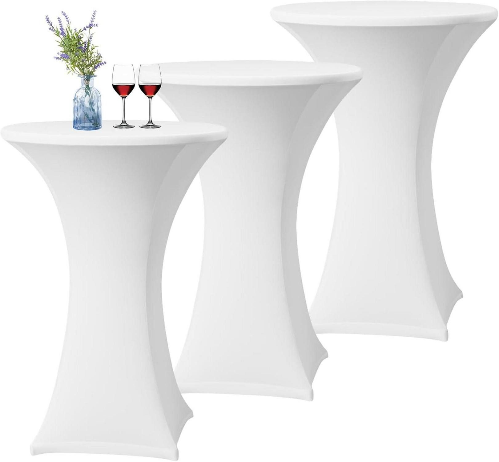 LuxusKollektion Tischschonbezug 3er-Set Weiße Stretch Stehtisch günstig online kaufen