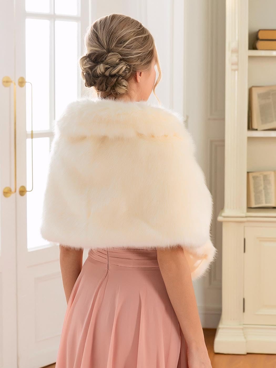 nsihing Modeschal Damen Elegant Braut Hochzeit Kunstpelz Schal Wrap Braut Pelz Schal, (1-St), Stola Fur Wraps und Tücher für Frauen – Bild 5 von 5