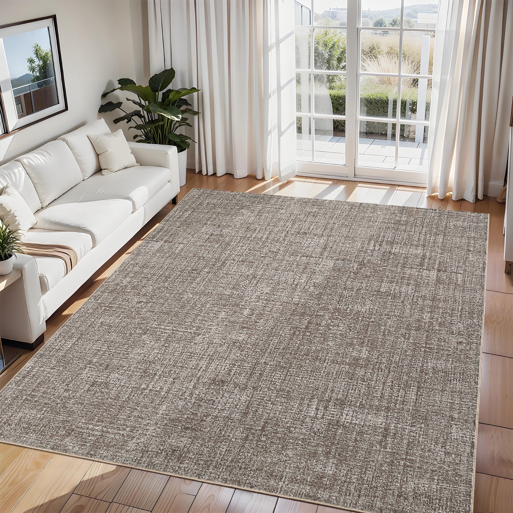 GarveeMore Veloursteppich Designteppich Maschinenwaschbarer Teppich – flachfloriger Läufer, Moderner Teppich pflegeleicht, rutschfest, schmutzabweisend