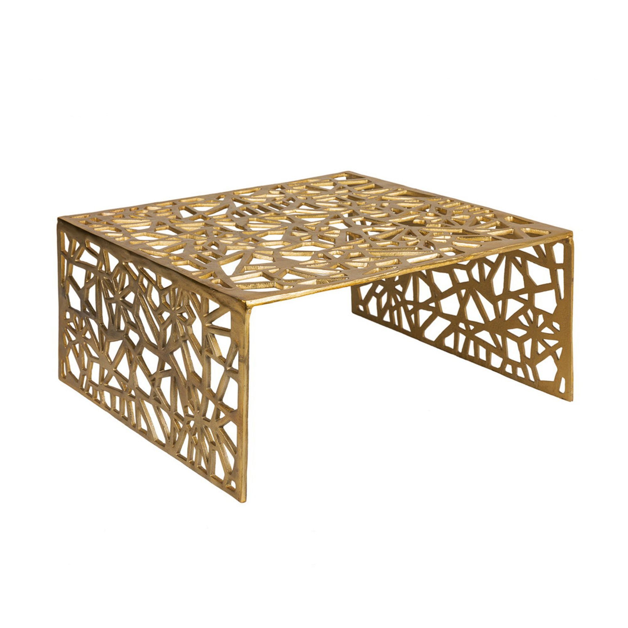 Wohnling Couchtisch WL7.503 Aluminium Gold 60cm Sofatisch Wohnzimmertisch Loungetisch (Luftiges Design mit moderner Eleganz), Metalltisch als stilvoller Blickfang