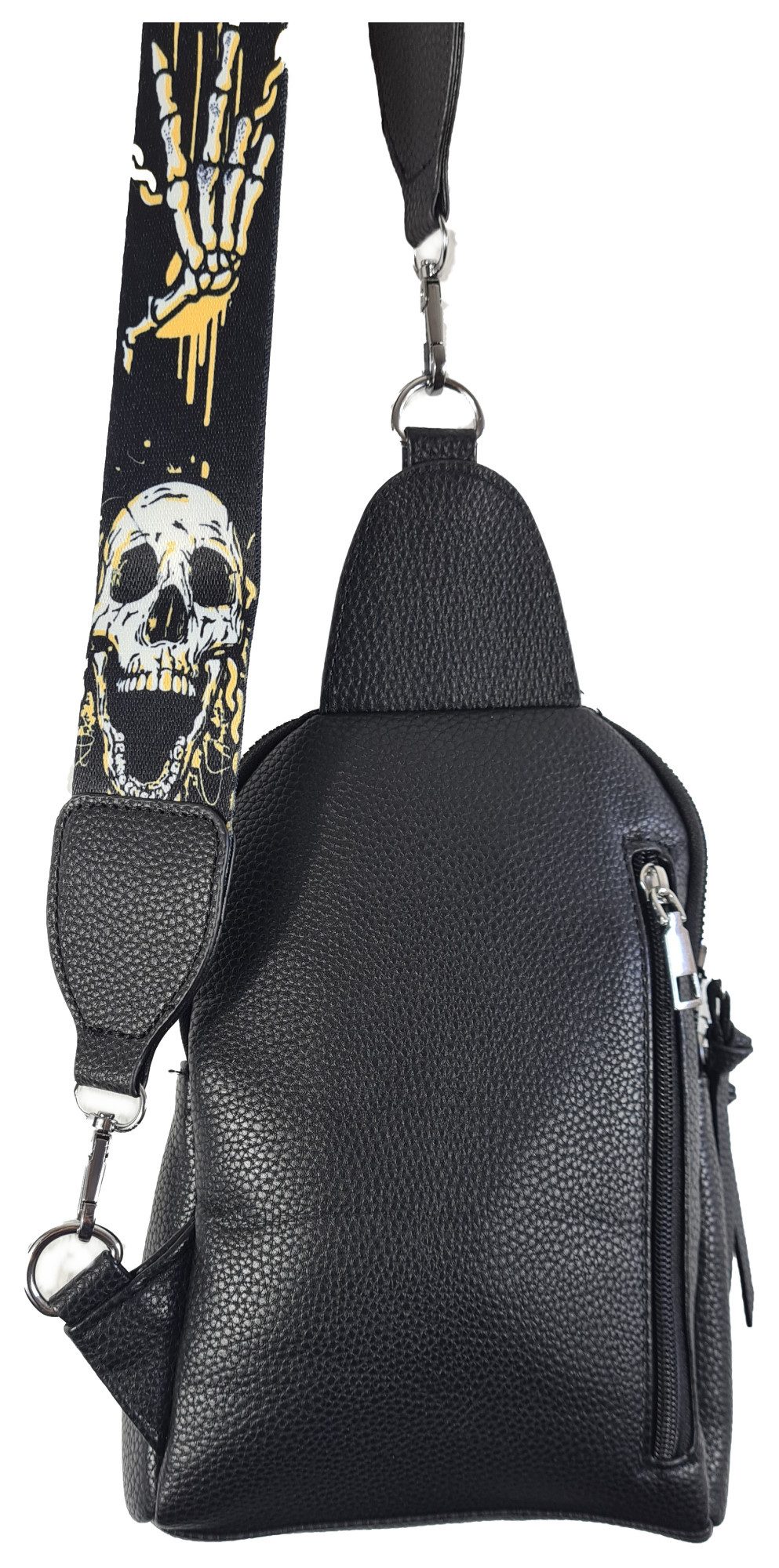 Einkaufszauber Schultertasche Slingbag Skull Totenkopf - Schultertasche Crossover, Totenkopf aus Strass – Bild 3 von 4