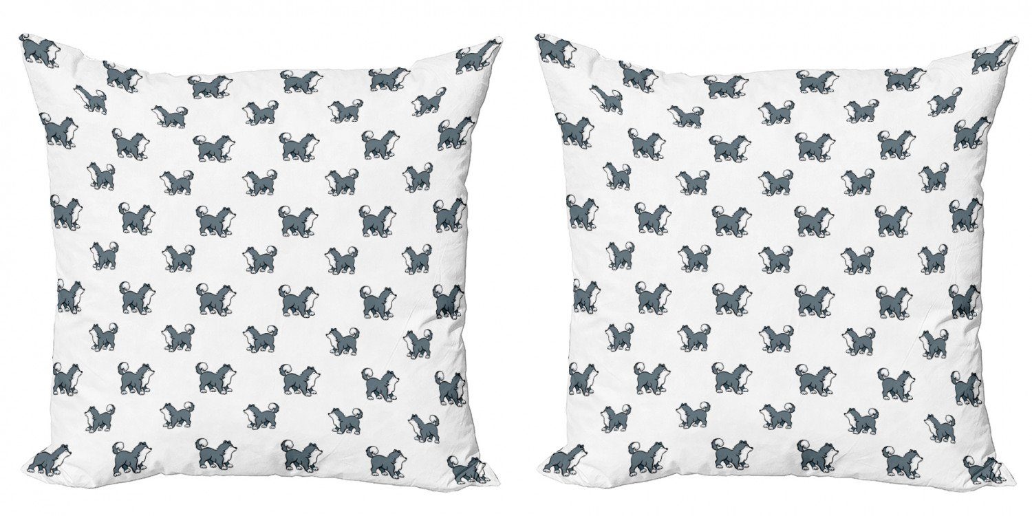 Kissenbezüge Modern Accent Siberian (2 Hundeliebhaber Husky-Welpen Abakuhaus Doppelseitiger Stück), Digitaldruck