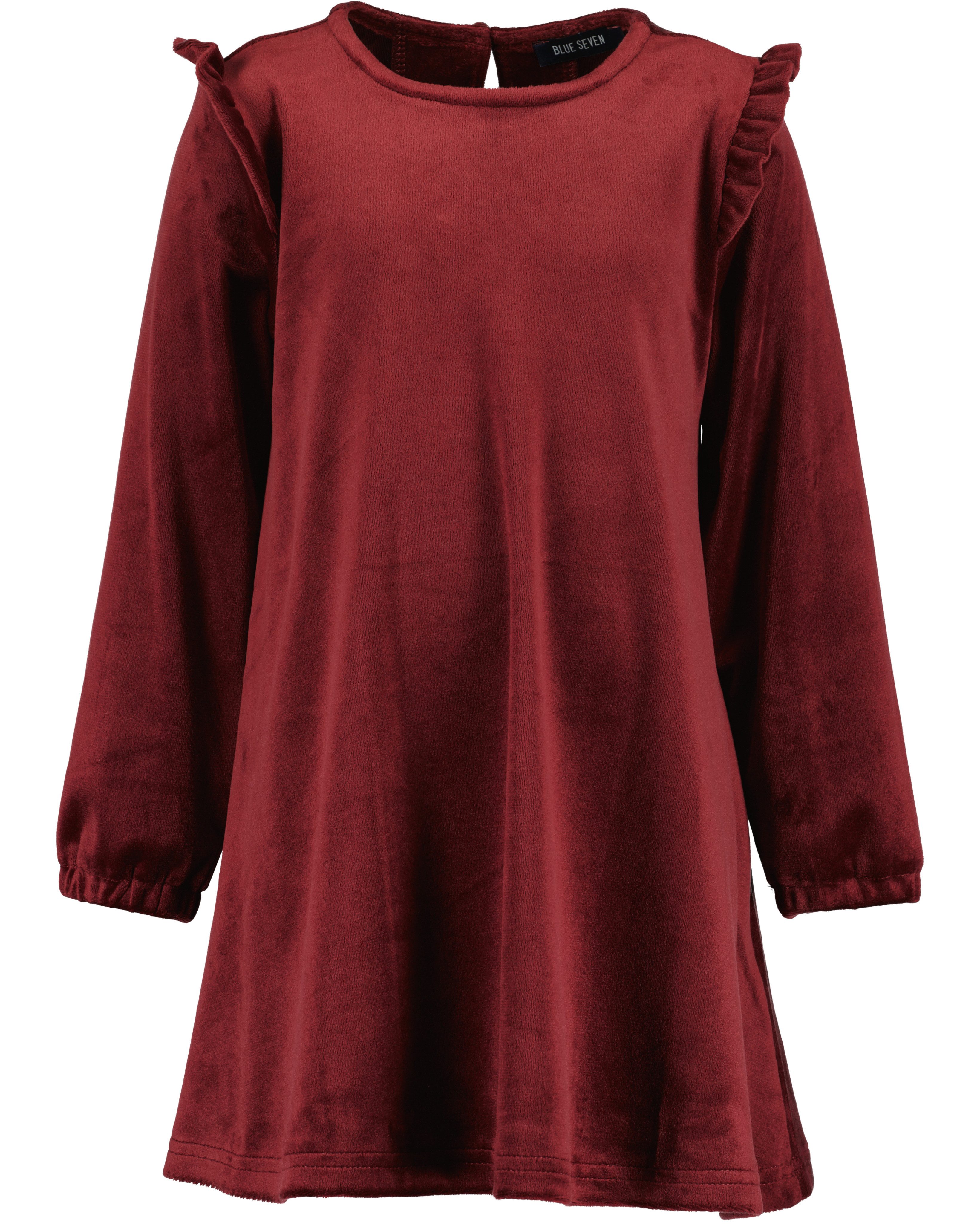 Blue Seven Sweatkleid in samtiger Optik und mit süßen Rüschen