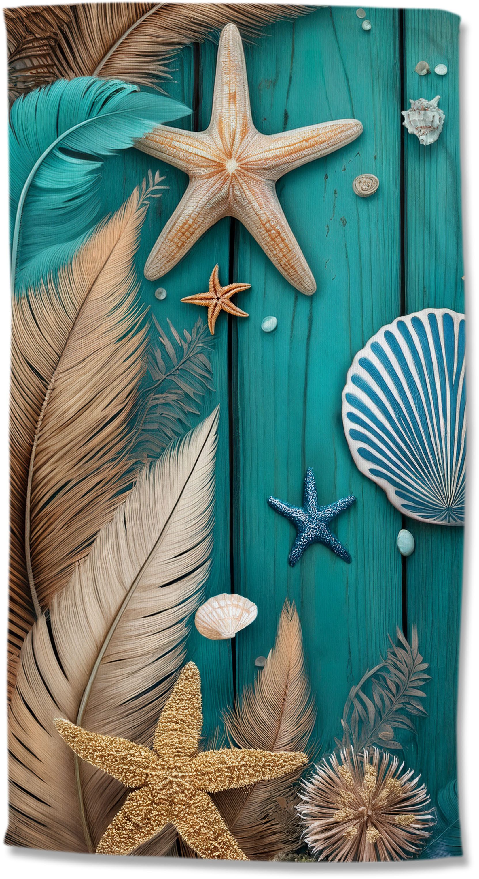 good morning Strandtuch Bali, Velours (Packung, 1-St), Mikrofaser, Velours, Strandtuch, saugfähig, 100x180, tropisch, federn