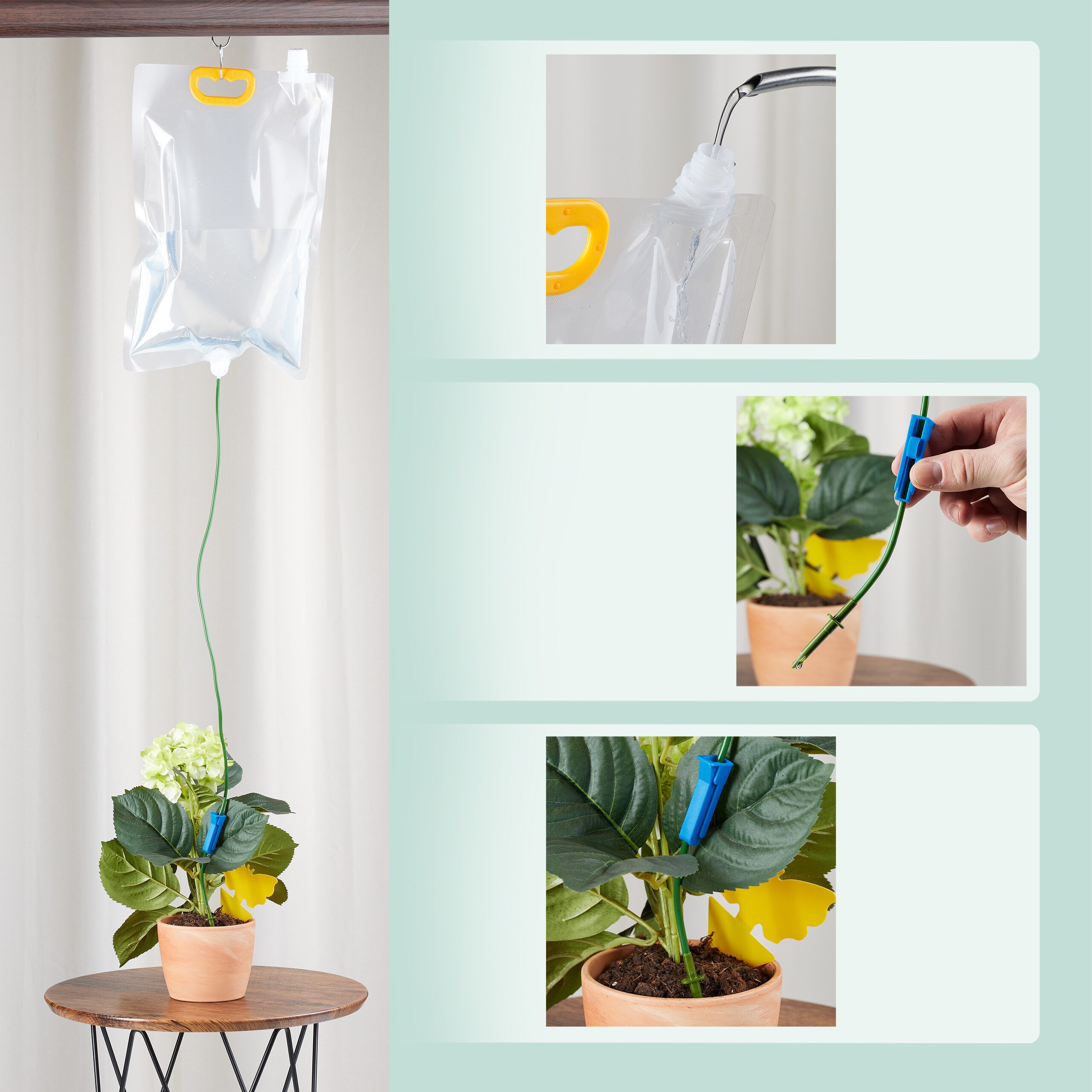 relaxdays Bewässerungssystem 4 Tropfbewässerungsbeutel u. Gelbsticker
