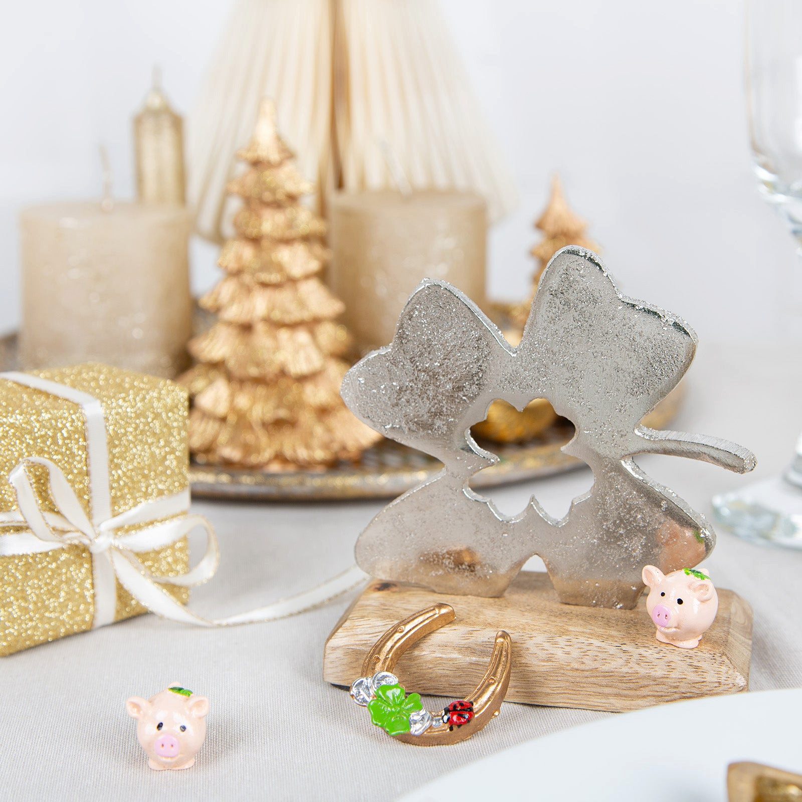 Logbuch-Verlag Dekofigur Kleeblatt Aufsteller aus Holz & Metall 16,5 cm - D günstig online kaufen