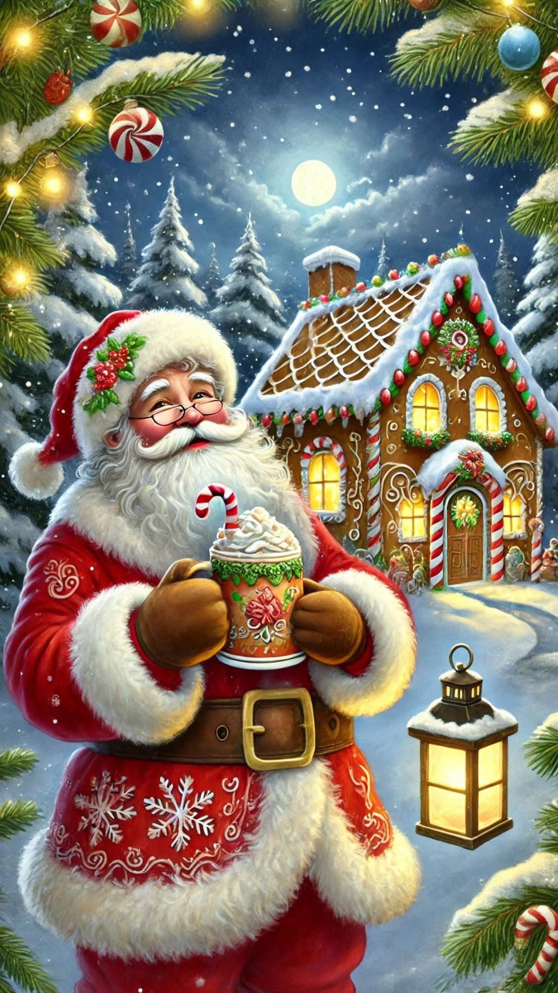 Rötting Design Malen nach Zahlen Diamond Painting Set 5D DIY Motiv Weihnachtsmann mit Lebkuchenhaus (Komplett-Set), Diamond Painting Vollbild, Lieferung enthält alle Utensilien