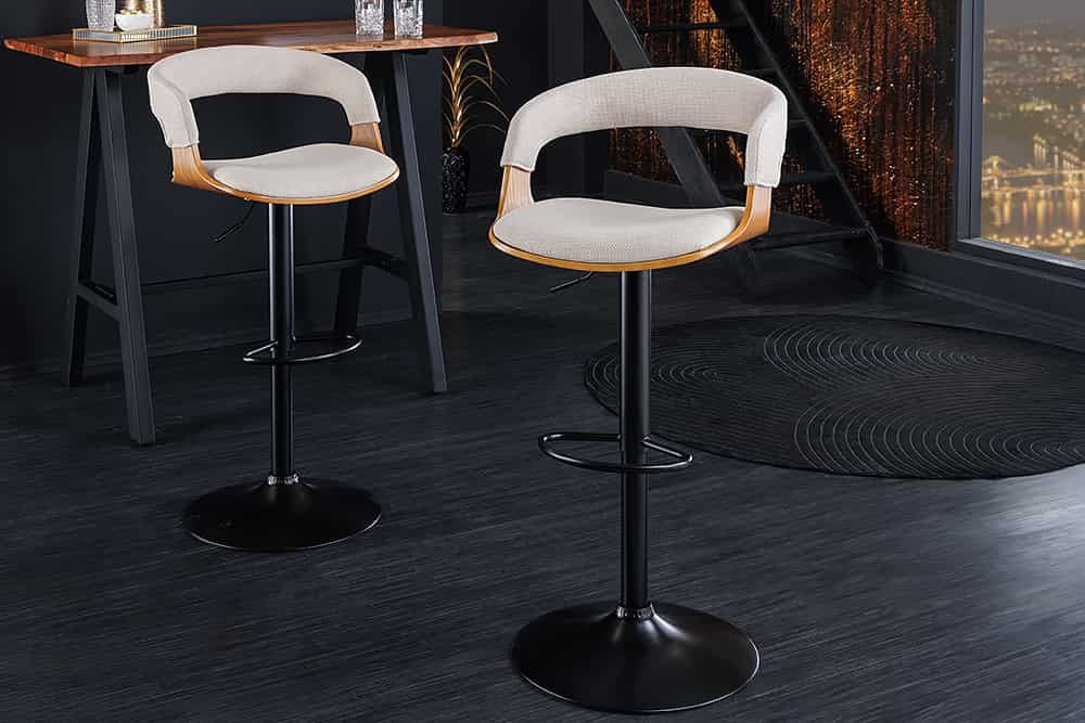 riess-ambiente Barhocker MANHATTAN beige / natur / schwarzHATTAN beige / schwarz (Einzelartikel, 1 St), Strukturstoff · Metall · höhenverstellbar · 360° drehbar – Bild 3 von 5