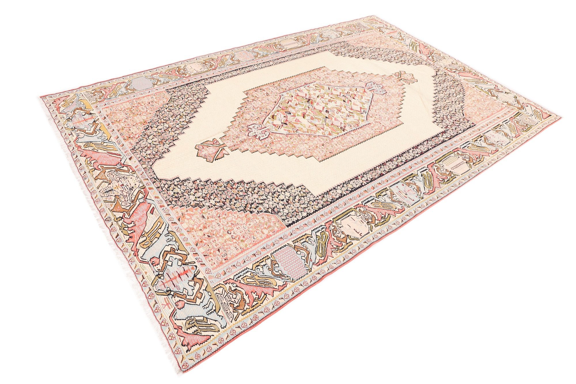 CABBEL Orientteppich Kelim Senneh Teppich 240x347 cm handgewebt Wolle Persien Unikat, rechteckig, Höhe: 4 mm, Unikat; handgewebt; beidseitig nutzbar
