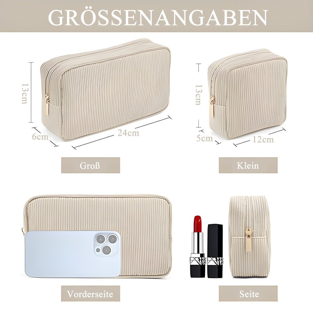 AFKSMILE Kosmetiktasche Kosmetiktasche Klein für Handtasche, Cord Schminktasche mit Fächern