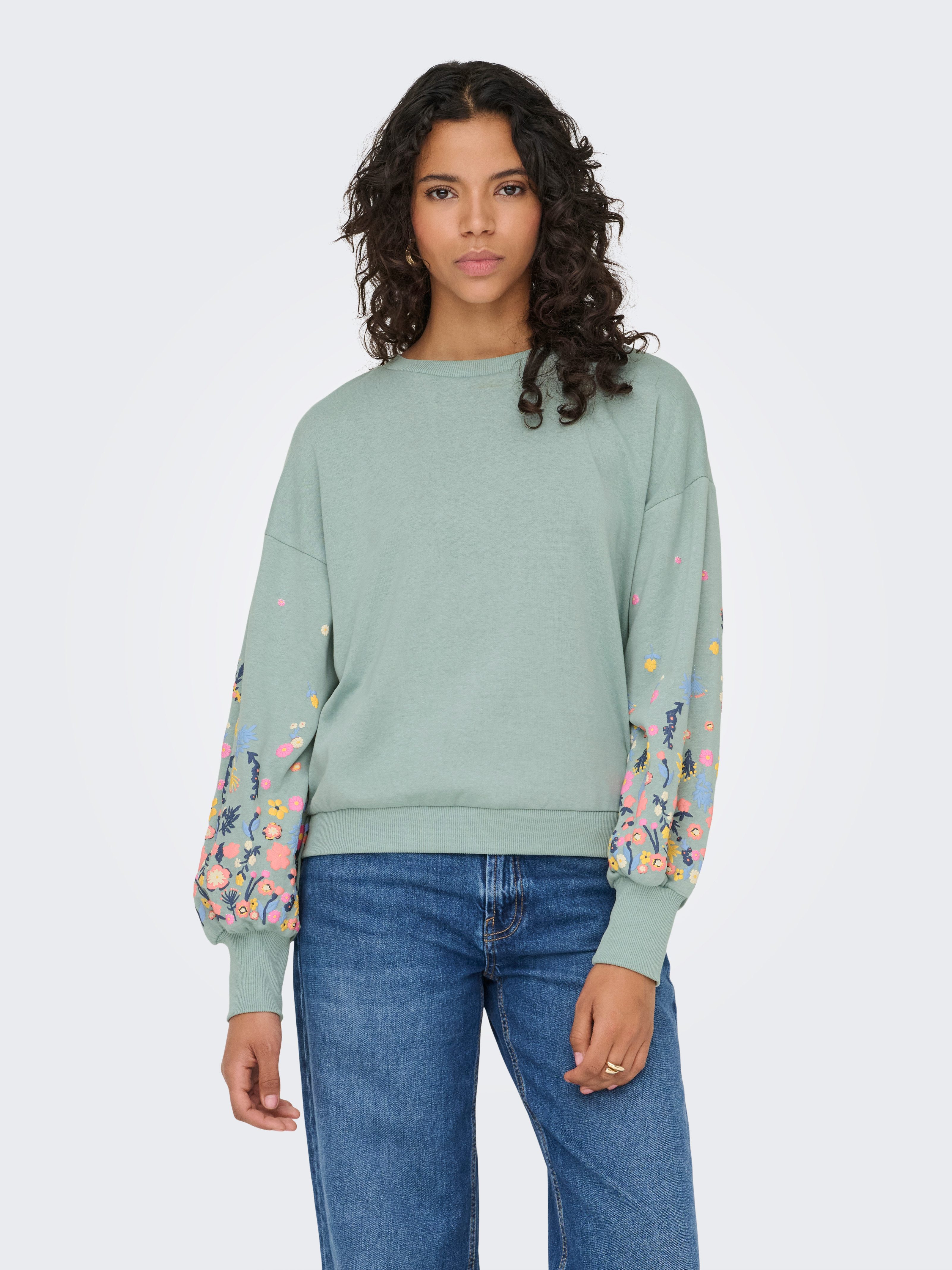 ONLY Sweatshirt ONLBROOKE L/S O-NECK FLOWER SWT günstig online kaufen