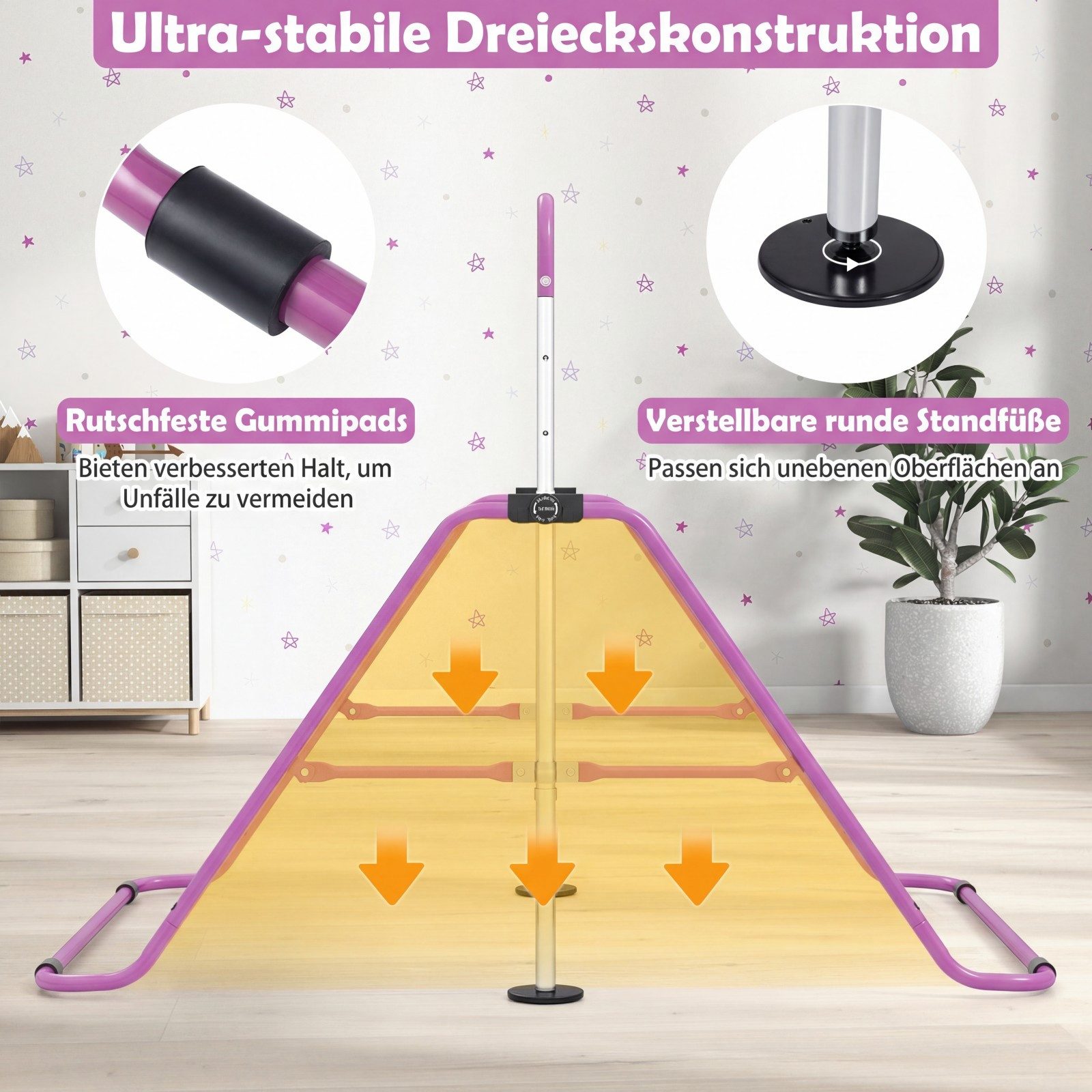 COSTWAY Turnreck, Klappbare Gymnastikstange mit rutschfester Basis