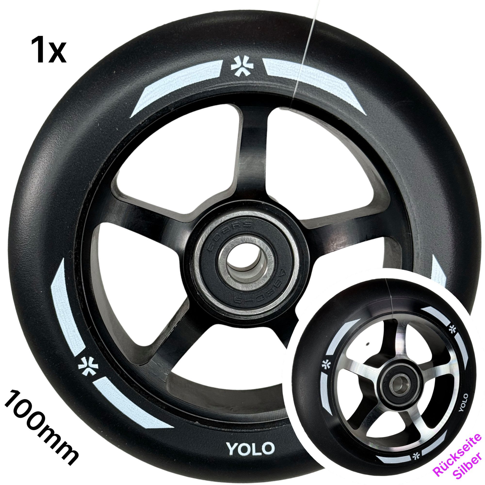 Union Stuntscooter Union Yolo Stunt-Scooter Rolle Abec9 100mm Schwarz/Silber