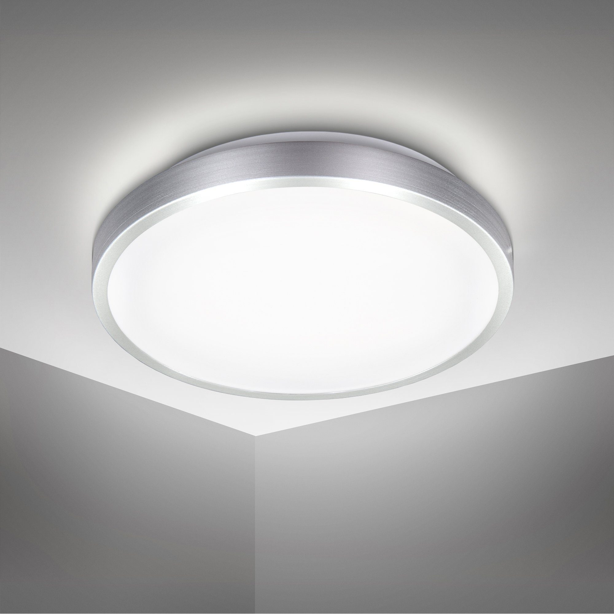 15W LED-Modul IP20 inkl. LED integriert, Optik Ø29cm Neutralweiß, 1500 B.K.Licht LED Deckenleuchte, Lumen Deckenlampe LED fest Titan