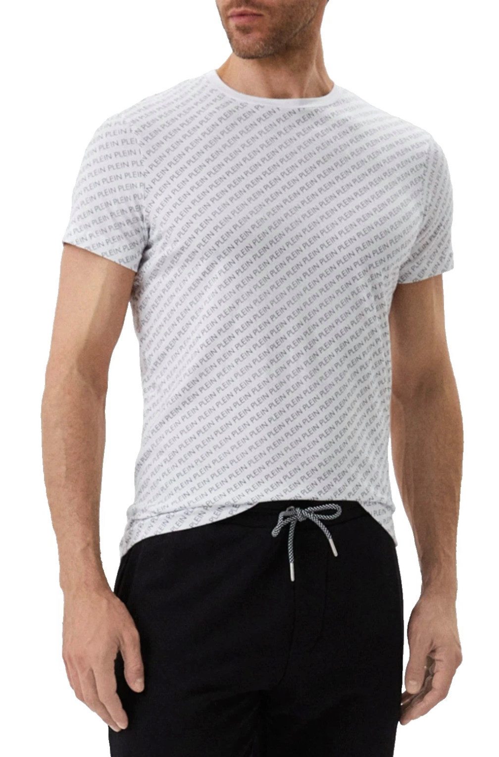 PHILIPP PLEIN T-Shirt Herren Multi Logo Slim fit Skull Tee mit Doppelnadelstich Säume Verpackt in einer box mit Python-Optik-Druck