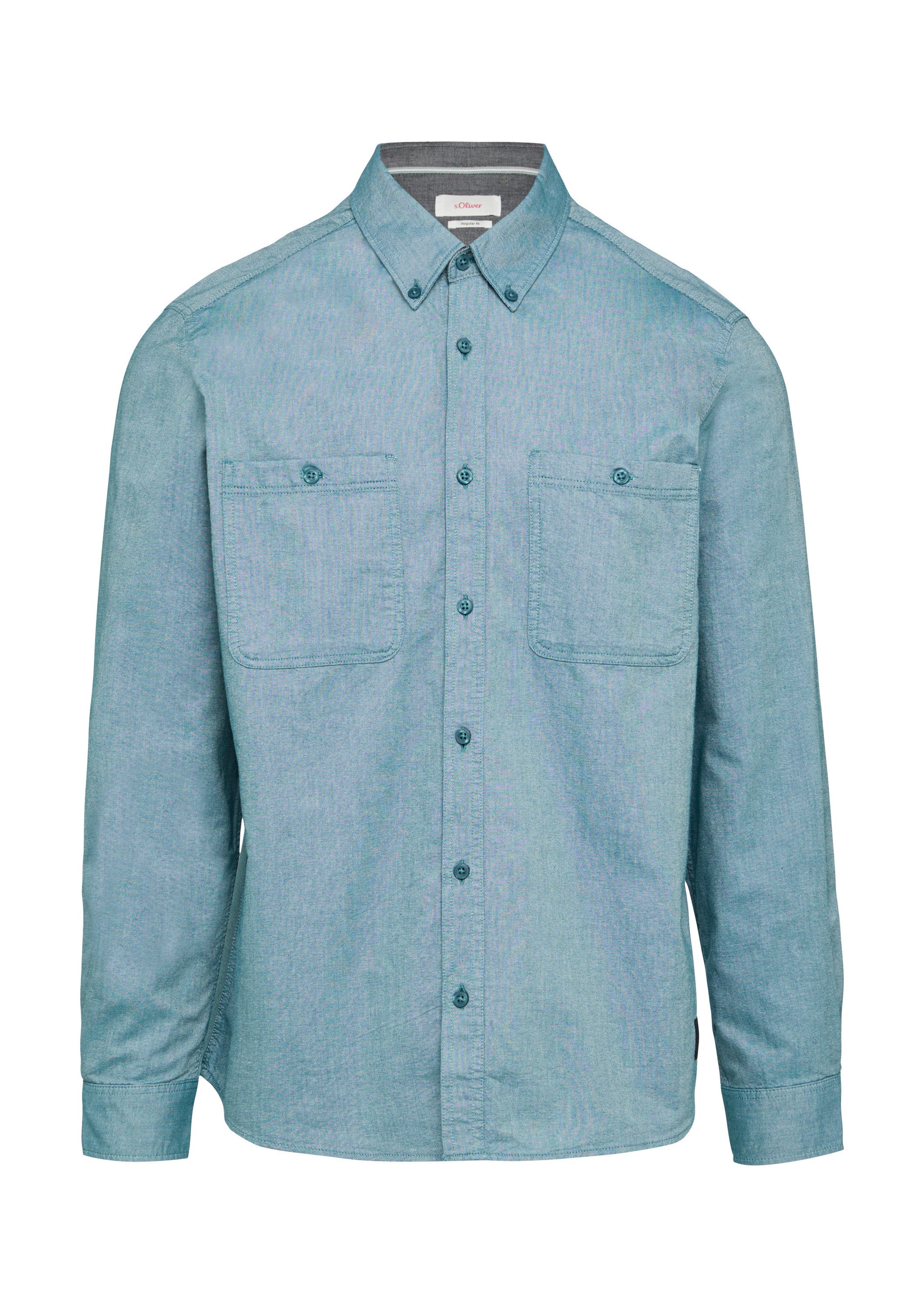s.Oliver Langarmhemd Hemd Regular Fit: Baumwollhemd mit Button-Down-Kragen günstig online kaufen
