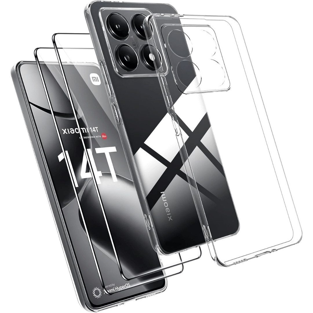 Smartphone-Hülle + 2X Schutzglas für Xiaomi 14T Panzerfolie Display Tasche Case Full 9H