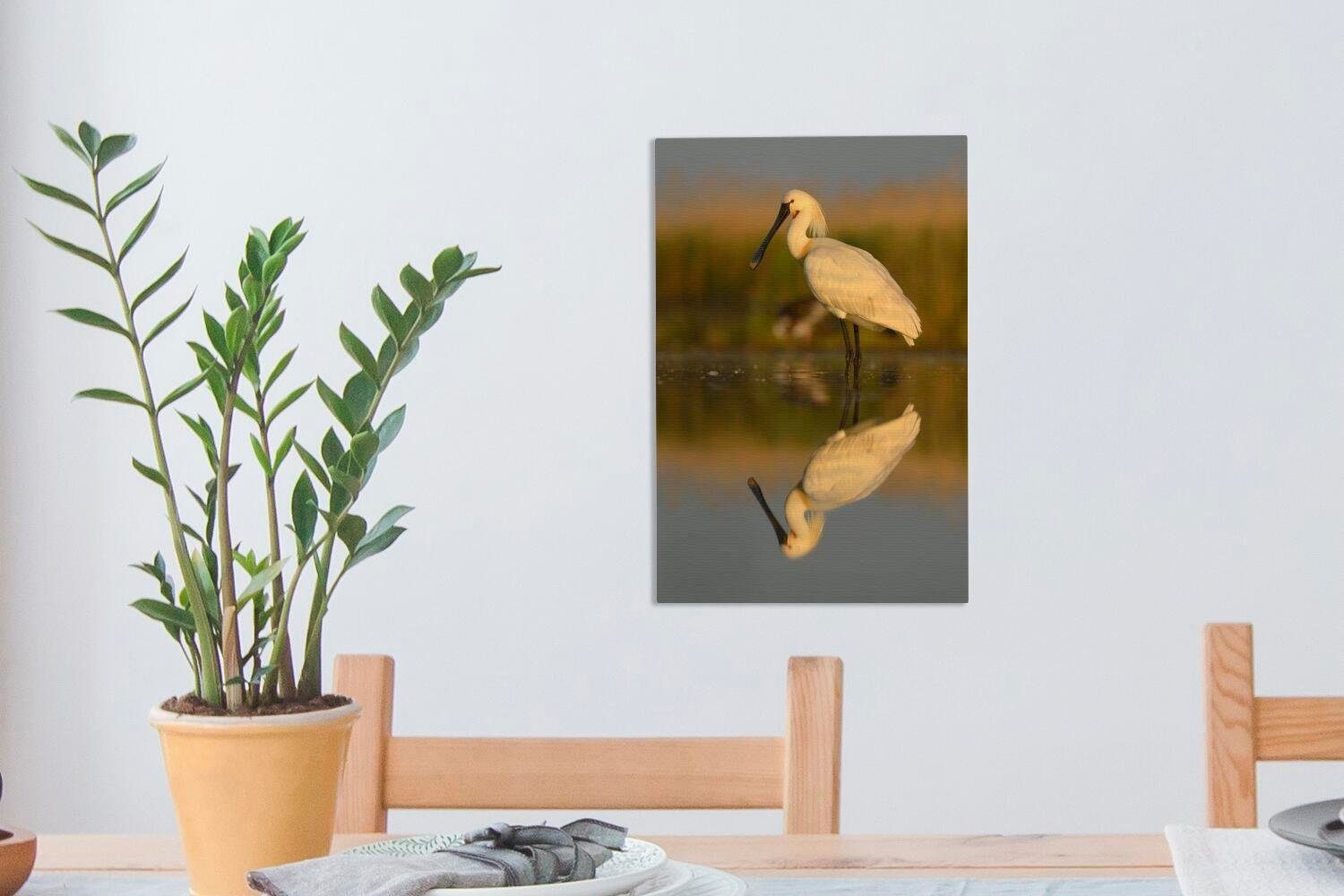 inkl. Löfflers eines Leinwandbild (1 St), 20x30 im Spiegelung bespannt ruhigen Wasser, OneMillionCanvasses® Eine Zackenaufhänger, cm Leinwandbild Gemälde, fertig