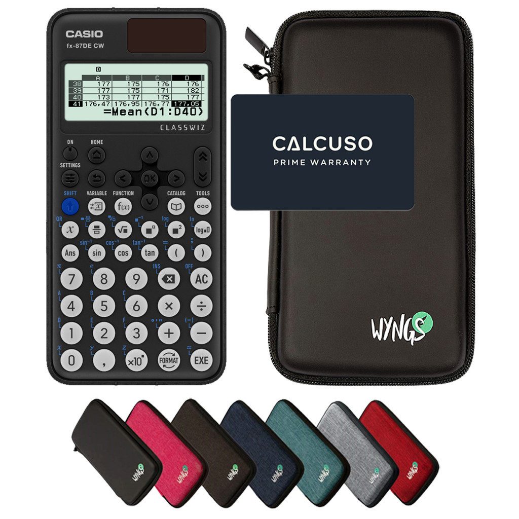 CASIO Taschenrechner fx-87DE CW ClassWiz inkl. WYNGS Schutztasche Schwarz