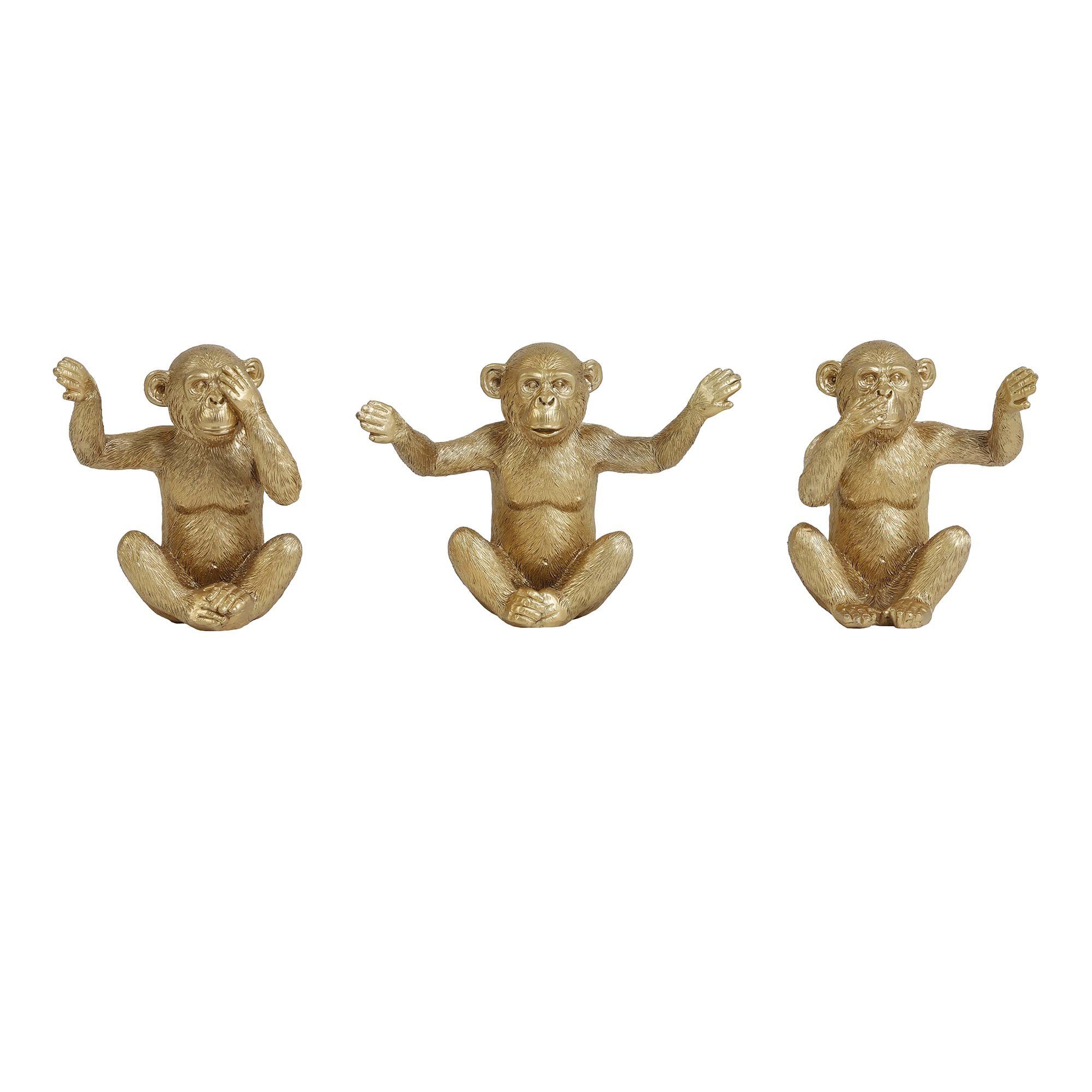Light & Living Dekoobjekt Ornament Monkey - Gold - Set