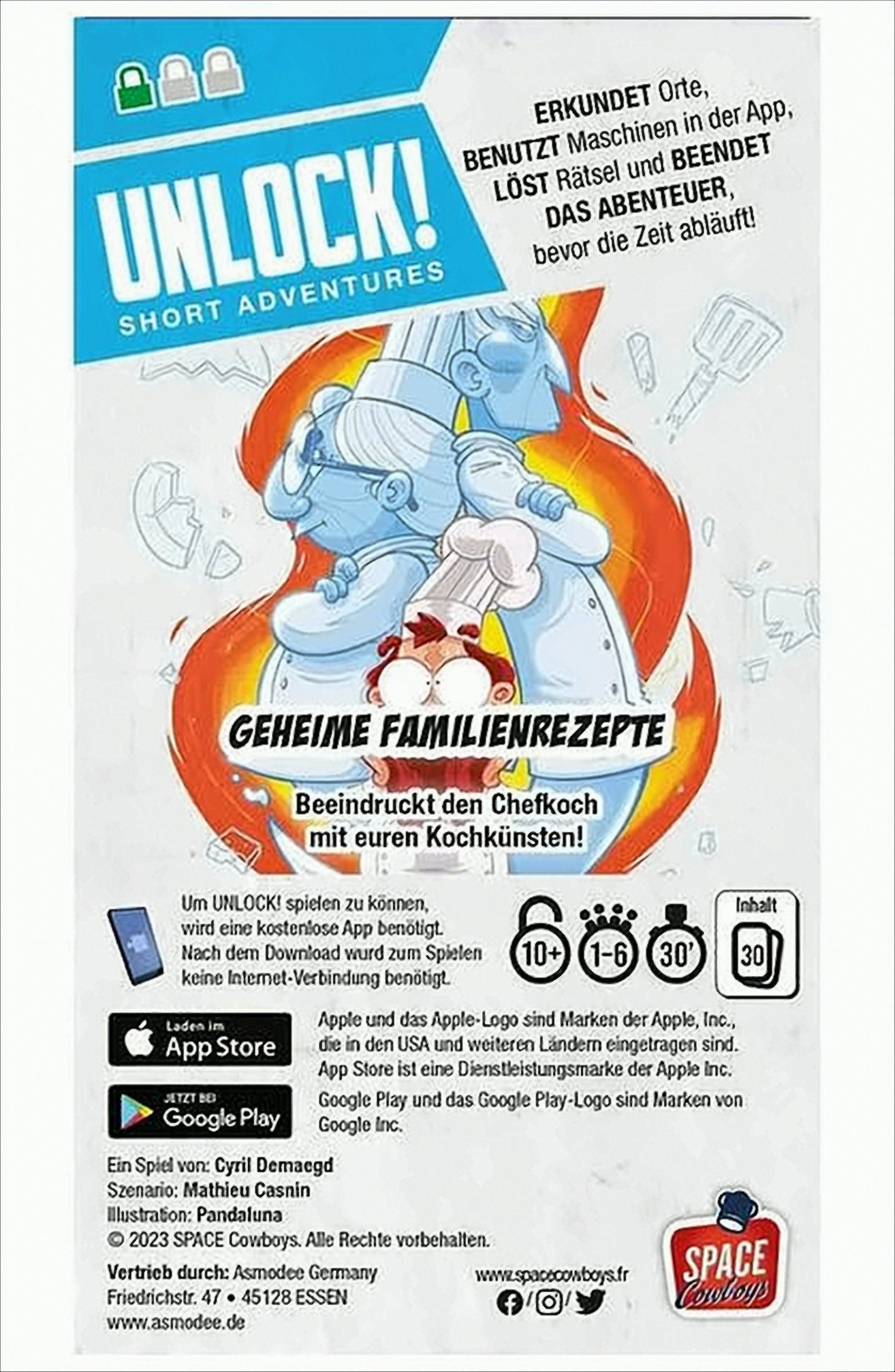 Asmodee Spiel Unlock! Short Adventures - Geheime Familienrezepte