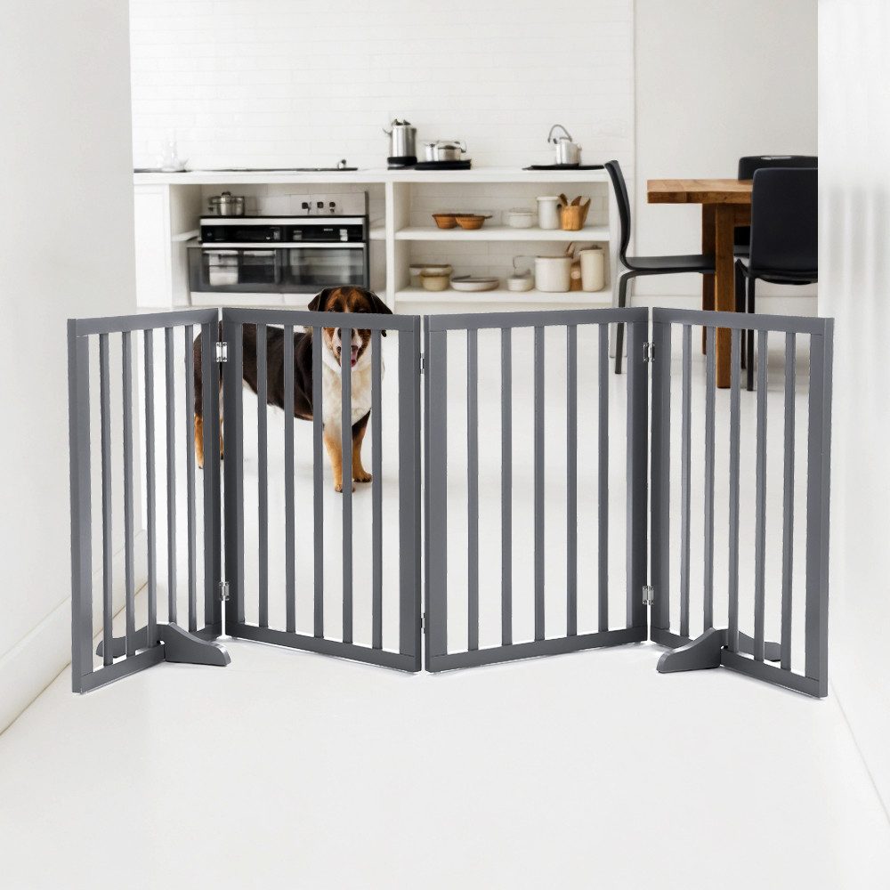 DARDVORLAG Schutzgitter 4tlg. Absperrgitter Freistehend Hundegitter 60cm hoch Treppengitter, mit 4 Gitterelementen und 2 Stützfüßen