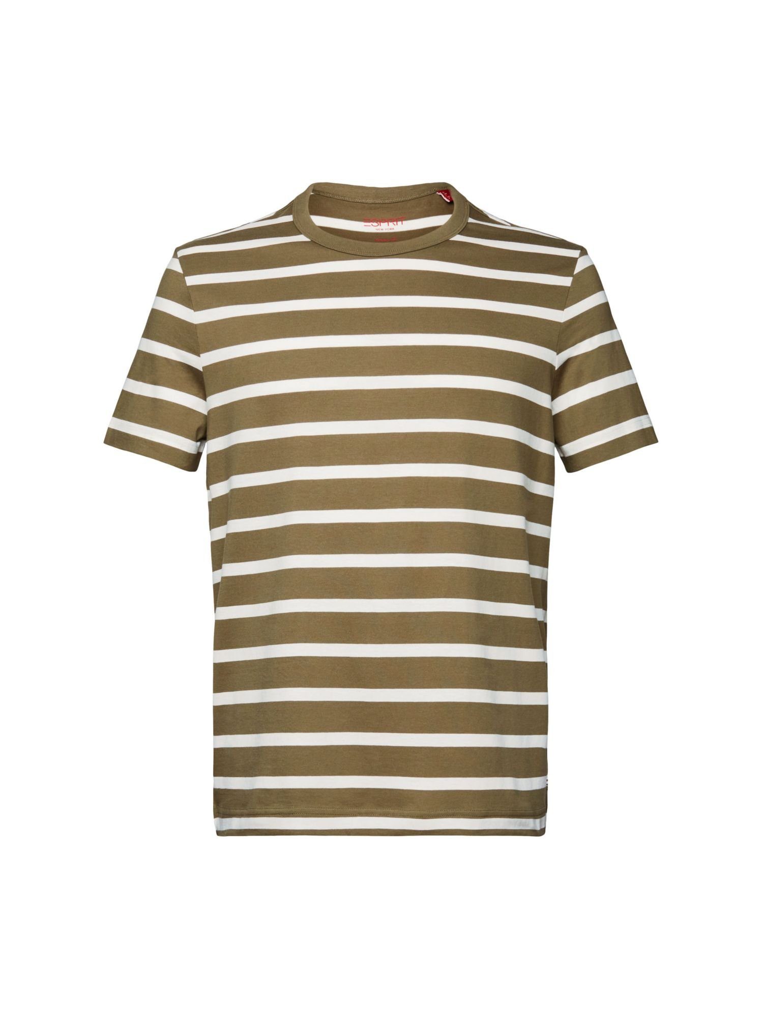 Esprit T-Shirt Gestreiftes T-Shirt aus Baumwolljersey (1-tlg) KHAKI GREEN