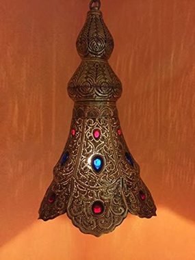 Marrakesch Orient & Mediterran Interior Deckenleuchte Orientalische Messing Lampe Pendelleuchte Ilgin 40cm, ohne Leuchtmittel, Handarbeit