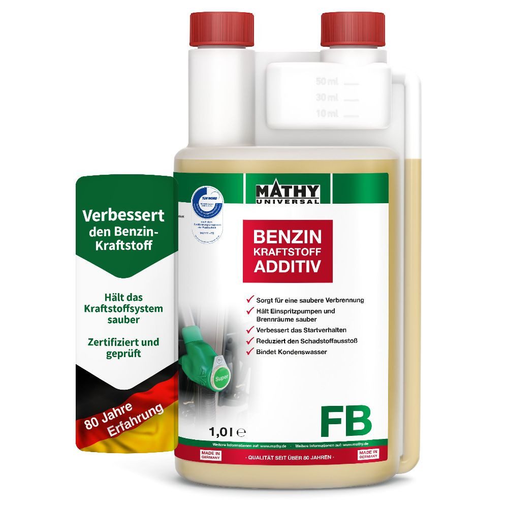 MATHY Benzin-Stabilisator MATHY-FB Benzin-Pflege-Kraftstoffadditiv 1,0 l, 1,0 l, (1-St) Reinigt das gesamte Benzin-Kraftstoffsystem