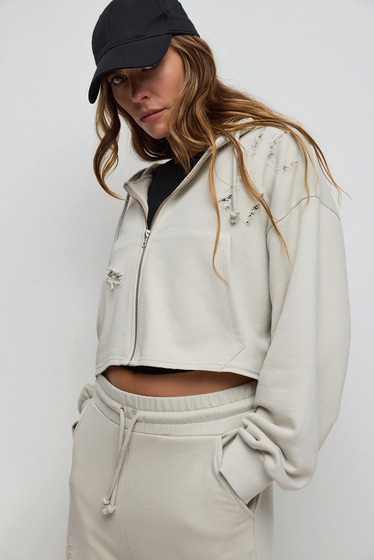 Kapuzensweatshirt Kapuzen-Crop-Sweatshirt