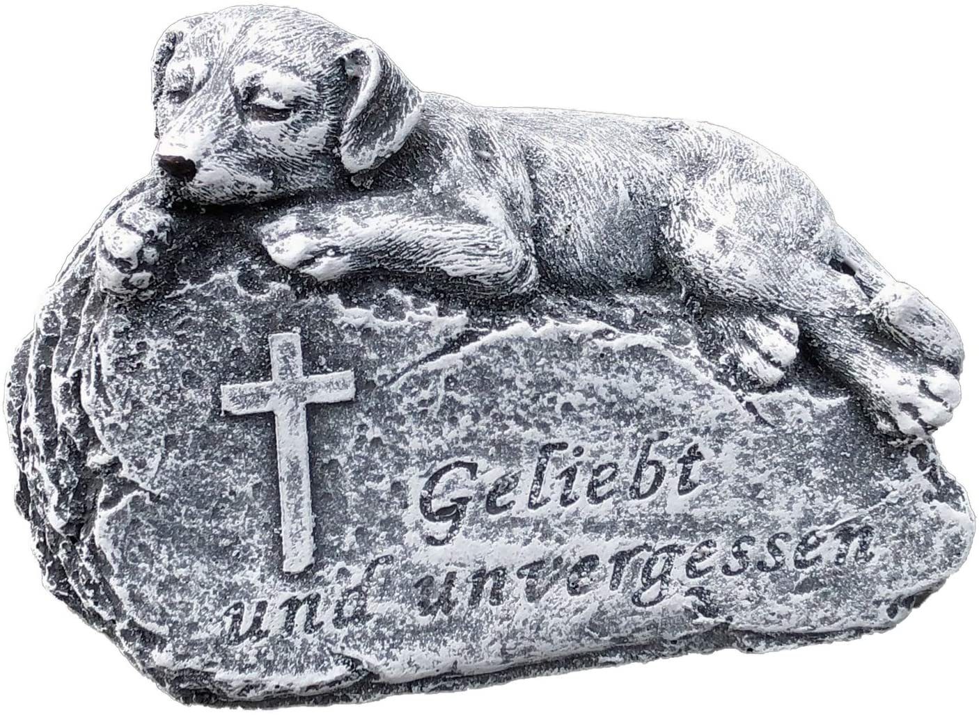 und Stone Steinfigur Geliebt Gartenfigur Hund Grabstein Style and Grabschmuck unvergessen Steinguss