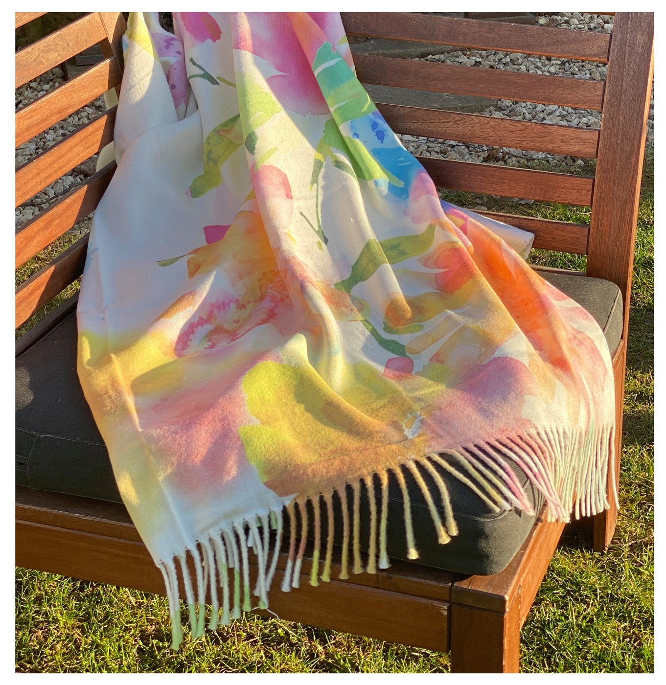 Wohndecke Hochwertige Fransen Kuscheldecke Flowers Garten, heimtexland, Natur Sofadecke Aquarell Pastell Blumen - weich, fusselfrei