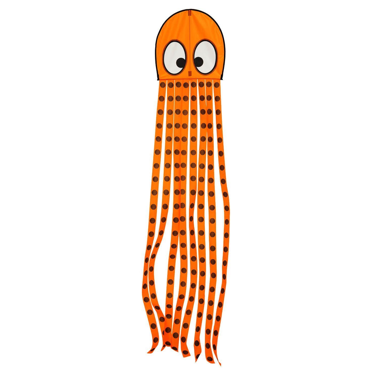 Wolkenstürmer Flug-Drache Ready to Fly Kite for Children mit Oktopus Design & Schnur, (Flugdrachen für Kinder Orange Oktopus mit 50m Drachenschnur, 1-tlg), Kinderdrachen Olli Oktopus ab 3 Jahre Orange