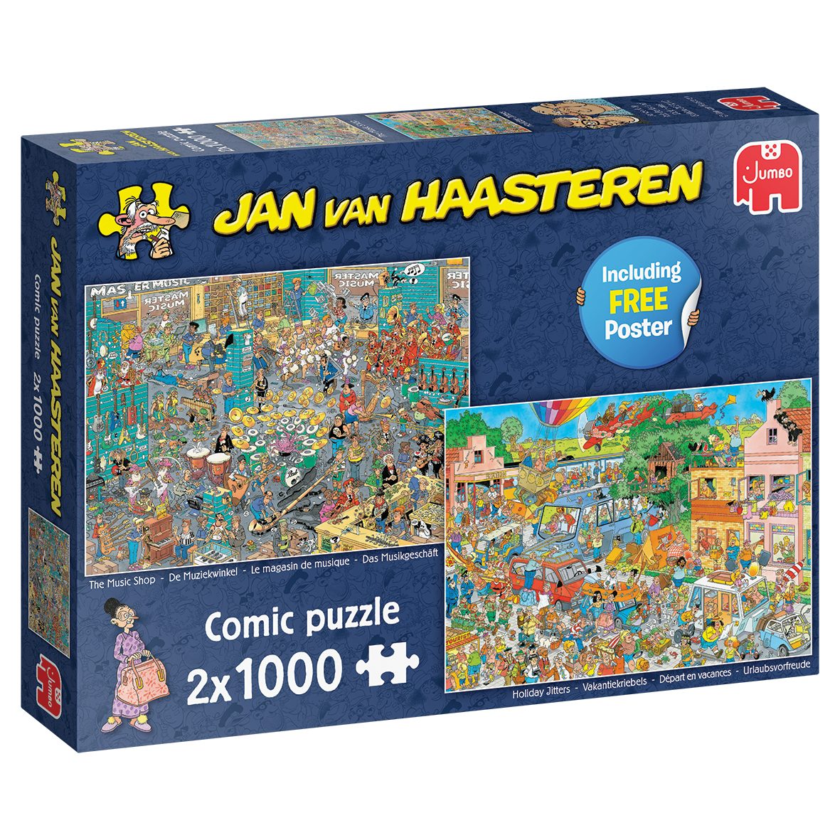 Jan van Haasteren Puzzle Jan van Haasteren Musikgeschäft & Urlaubsvorfreude 2x1000 Teile Puzzle, 1000 Puzzleteile