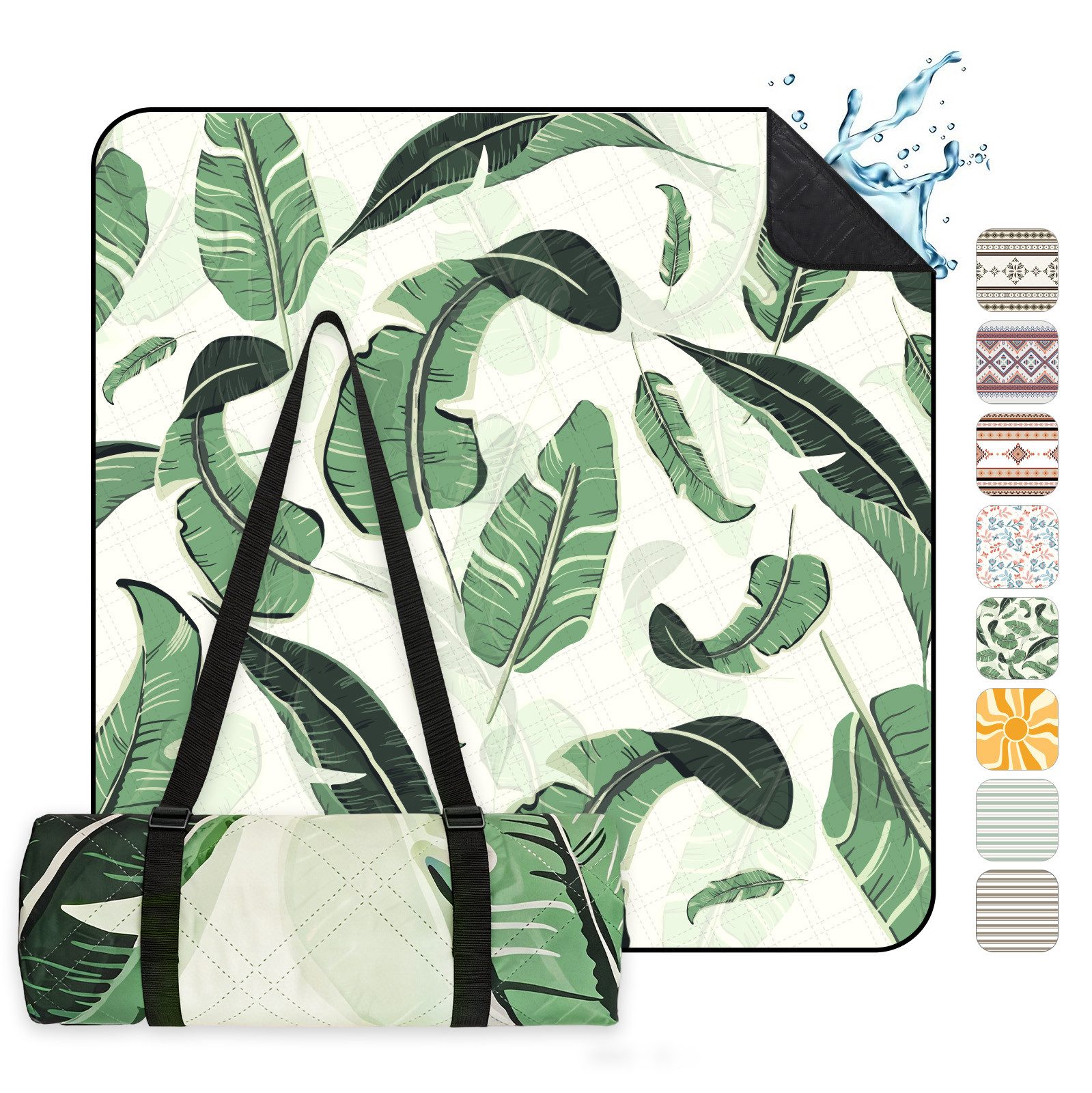 Picknickdecke Picknickdecke Wasserdicht Campingdecke 200x200 cm, Sekey, 3-Schicht mit PEVA Unterseite, für 4–6 Personen, für Strand & Camping