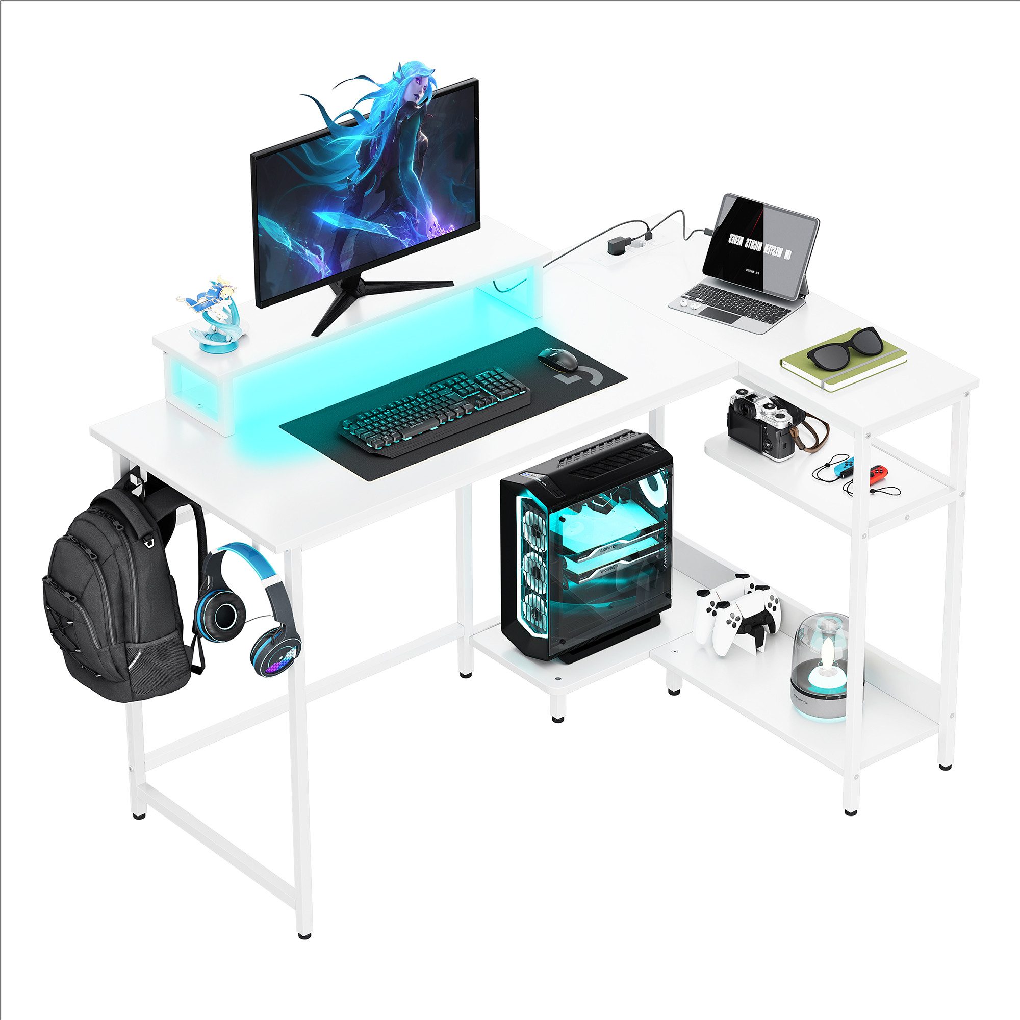 DEVAISE Computertisch Gamingtisch 111/120/140 x 80 cm Computertisch, L-förm günstig online kaufen