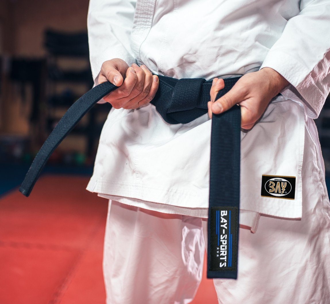 BAY-Sports Karateanzug Budogürtel weiß/orange/weiß Zweifarbig, Karategürtel Kampfsportgürtel (Standard, Traditionell), Judogürtel, Taekwondogürtel, Länge 160 cm - 350 cm