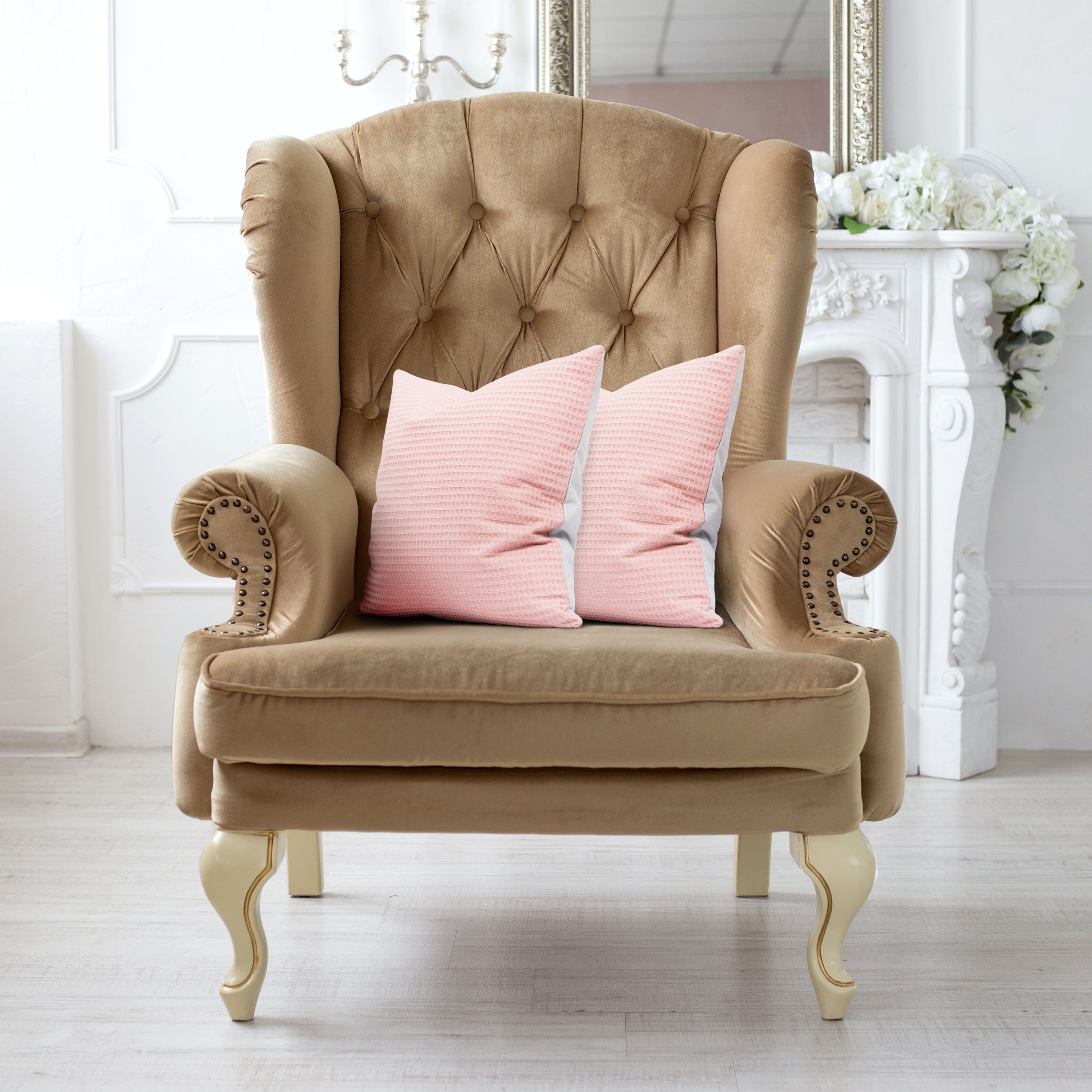 Amilian Dekokissen Dekoratives Kissen 45x45 cm mit Füllung, Waffel Baumwolle