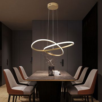 V-TAC LED Pendelleuchte, LED-Leuchtmittel fest verbaut, Warmweiß, Hängeleuchte Designlampe Pendelleuchte LED geschwungen gold Alu