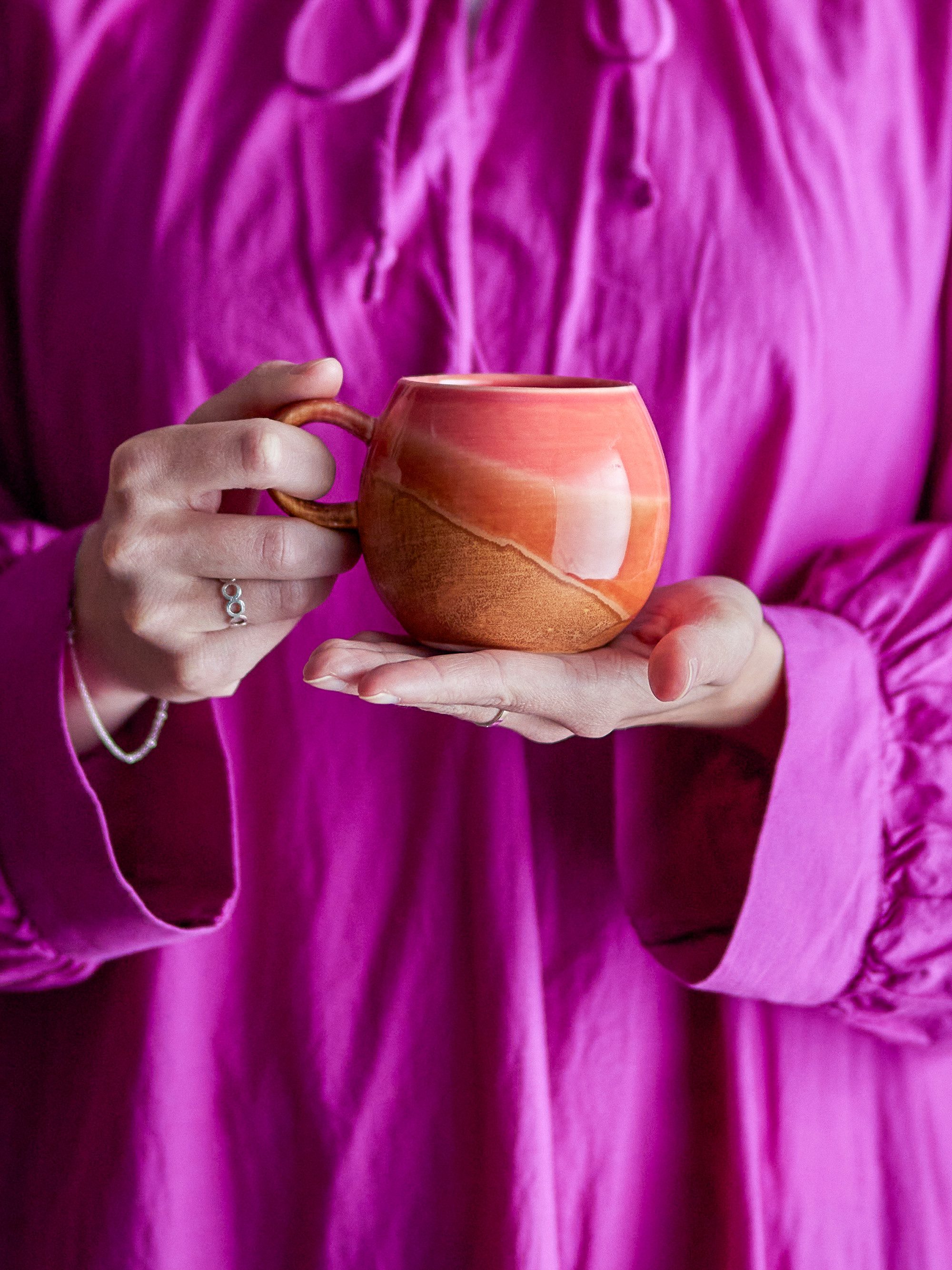 Bloomingville Tasse Bloomingville Paula Tasse, Orange, Steingut, Steingut