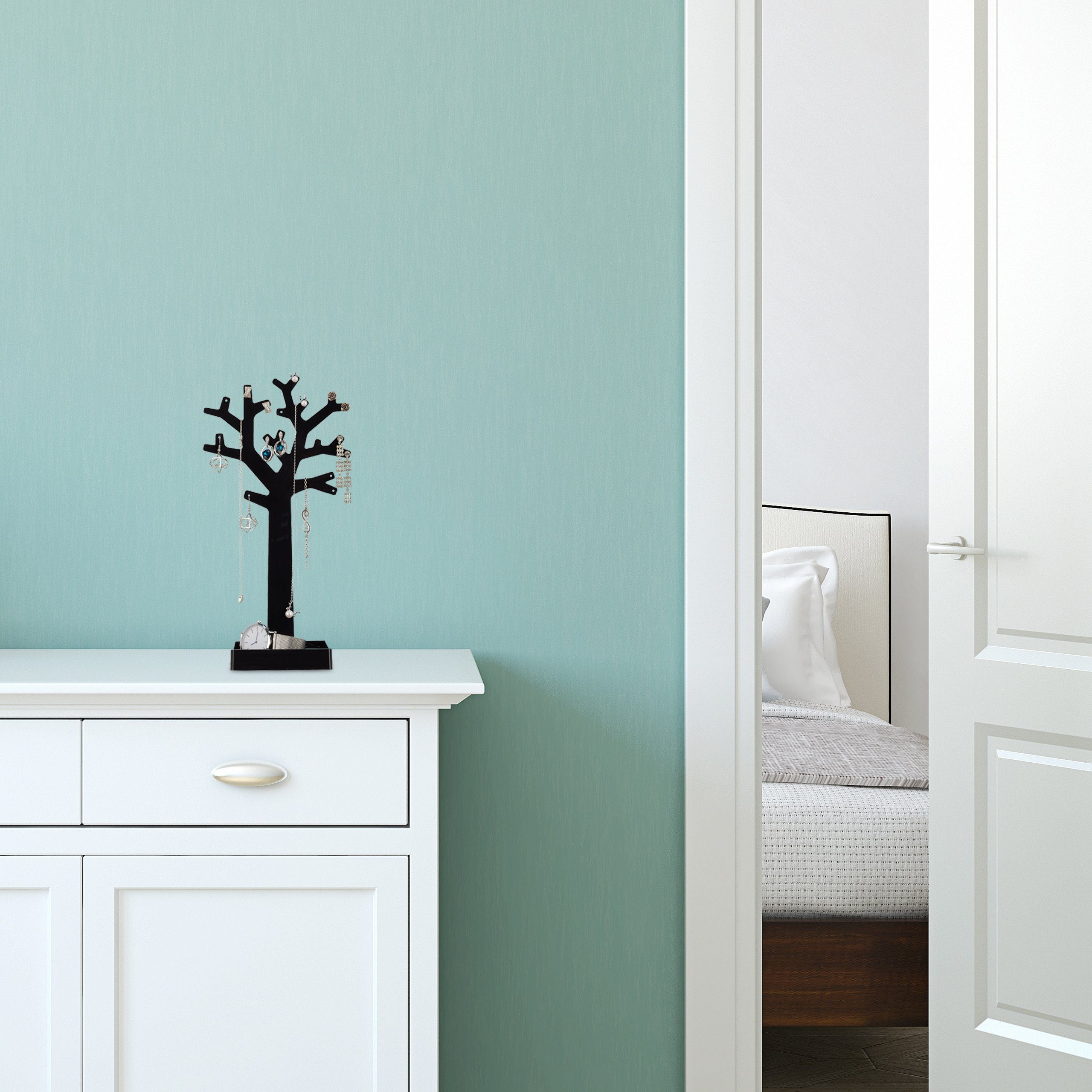 relaxdays Schmuckständer Baum 2er Set, Schwarz-Weiss