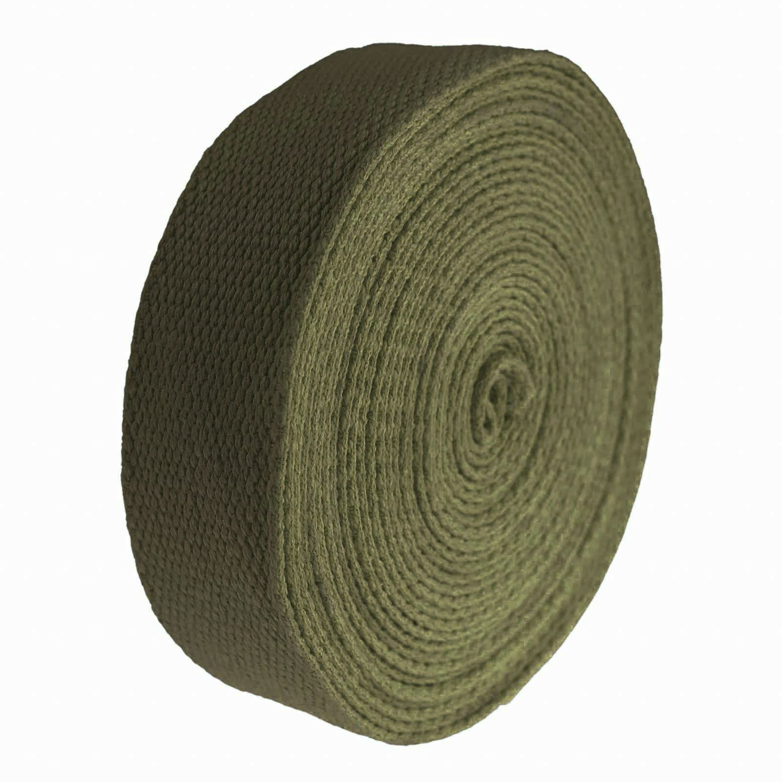 maDDma 5m Gurtband, 30mm, 2mm stark, 100% Baumwolle, Farbwahl Rollladengurt, armeegrün