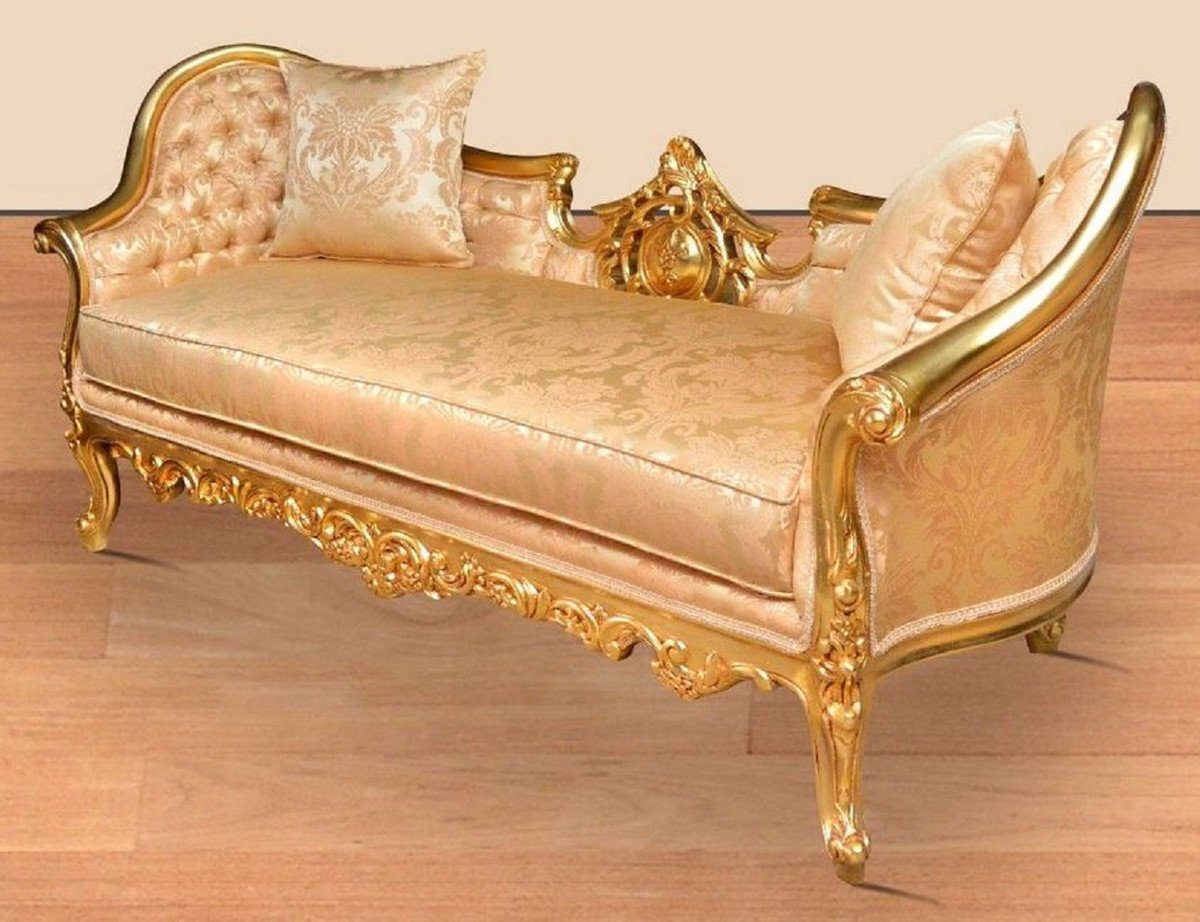 Möbel Gold Handgefertigte edlem Wohnzimmer Sofa Gold Sofa Barock - Barock - Lounge mit Couch Wohnzimmer Muster Casa Padrino /