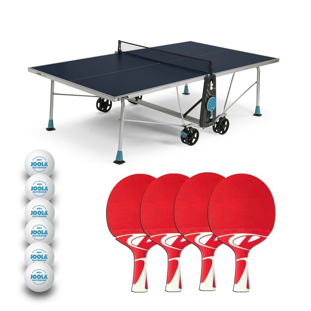 50-Schlägern Tischtennis-Tisch-Set Tischtennisplatte und Taceo Outdoor-Bällen TT-Tisch 2 „200X „200X“, Cornilleau Set Outdoor“, aus 6