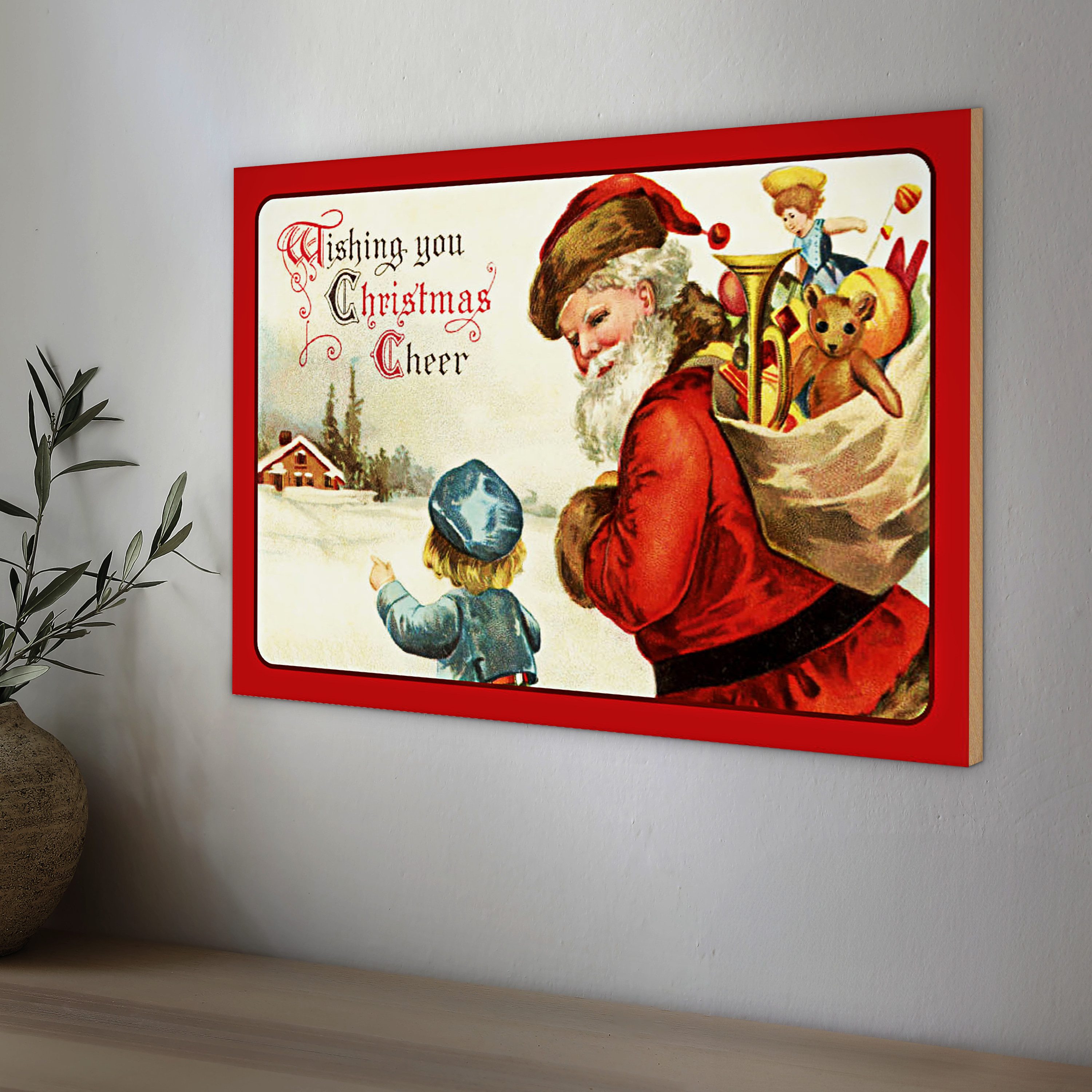 Roomando Holzbild Weihnachtsmann Santa Claus Christmas 40x30cm