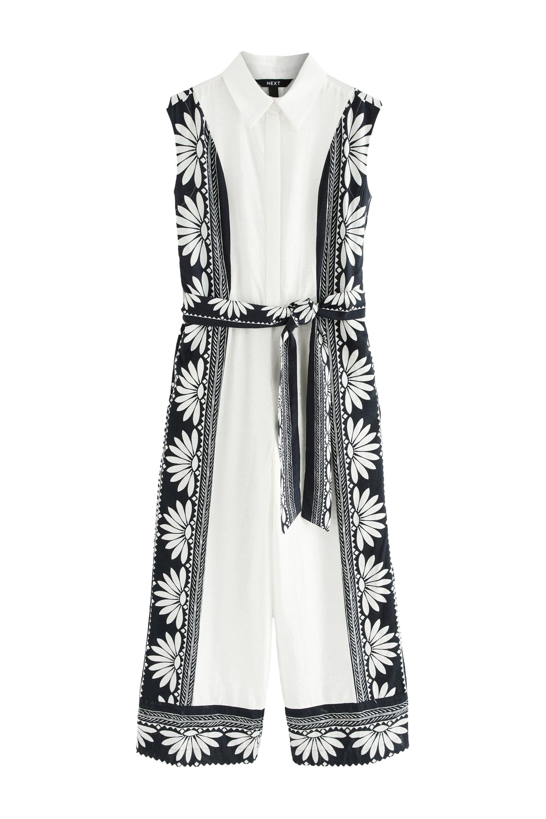 Next Jumpsuit Kurzärmeliger Jumpsuit mit Knopfleiste – Petite (1-tlg)